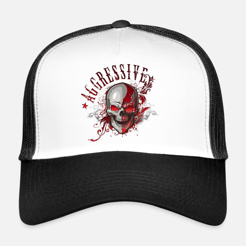 Crâne crâne - Casquette trucker  - blanc/noir