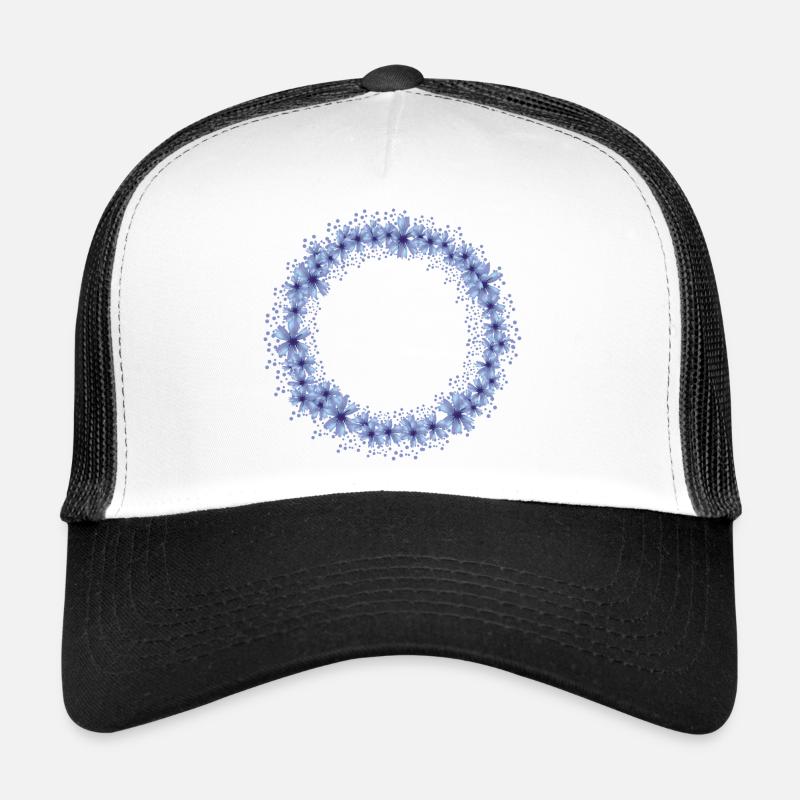 leuchtender blauer Kornblumen Blüten Kranz - Trucker Cap - Weiß/Schwarz