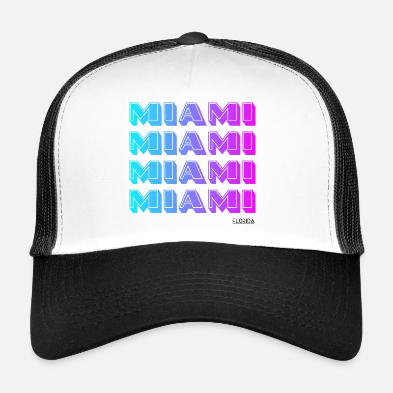 Miami Neon Gradient Muster - Trucker Cap - Weiß/Schwarz