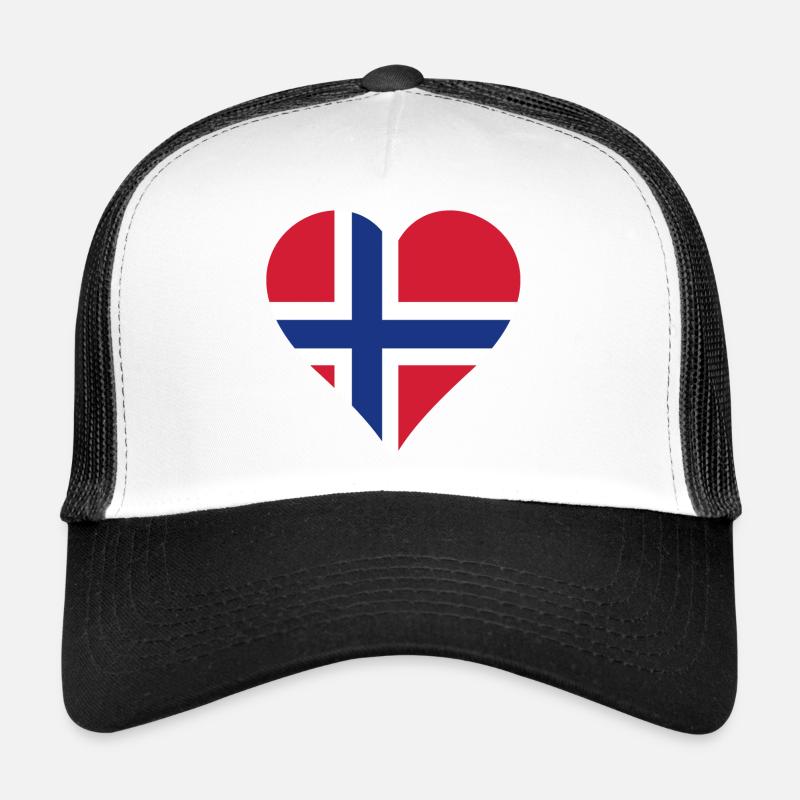Norwegen als Herz - Trucker Cap - Weiß/Schwarz
