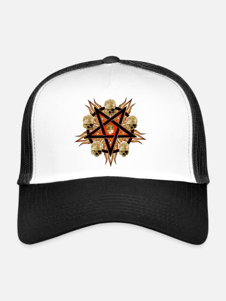 Pentagram with skulls - Trucker Cap - white/black - Front