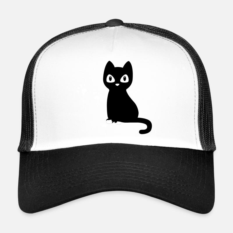 Katze mit farbigen Pfoten - Trucker Cap - Weiß/Schwarz
