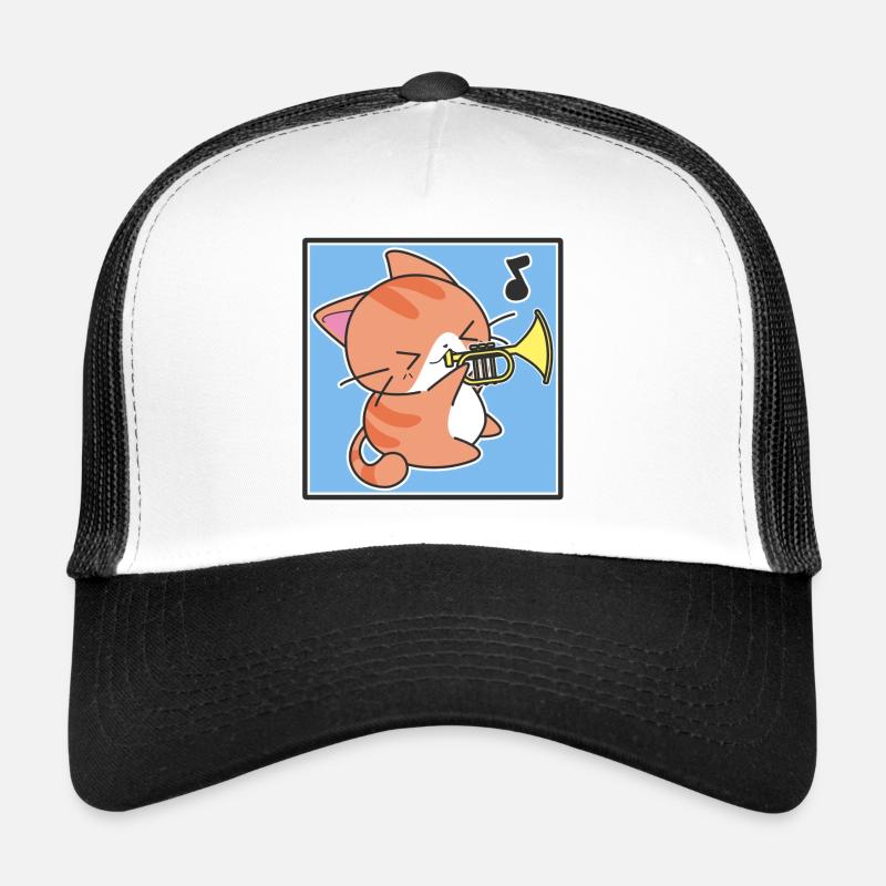 Trompeter Katze - Trucker Cap - Weiß/Schwarz