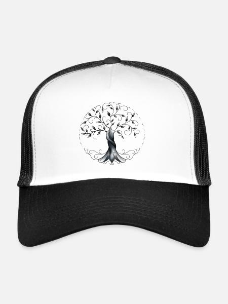 arbre de vie - Casquette trucker  - blanc/noir - Devant