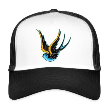 Vieille école hirondelle, ange - Casquette trucker  - blanc/noir - Devant