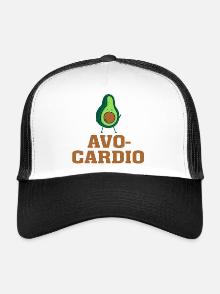 Avocardio T-Shirt – Funny Avocado Fitness Pun Tee - Trucker Cap - white/black - Front