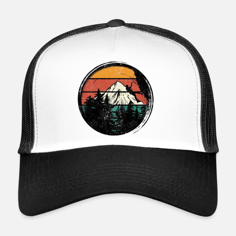 Retro Sunset Mountain Climb Trucker Cap