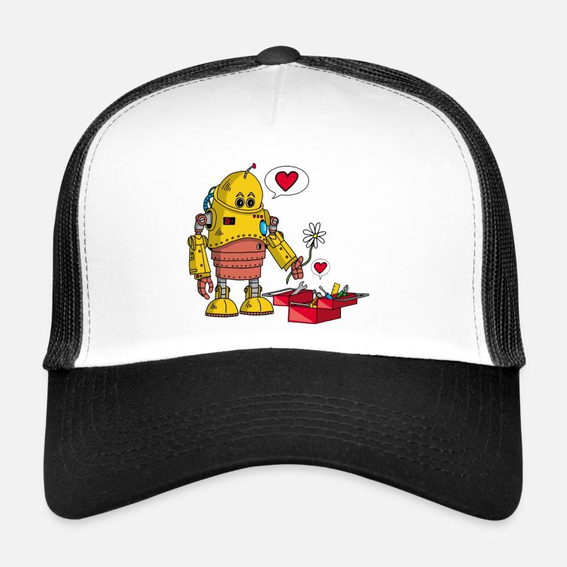 Robot amoureux - Casquette trucker  - blanc/noir