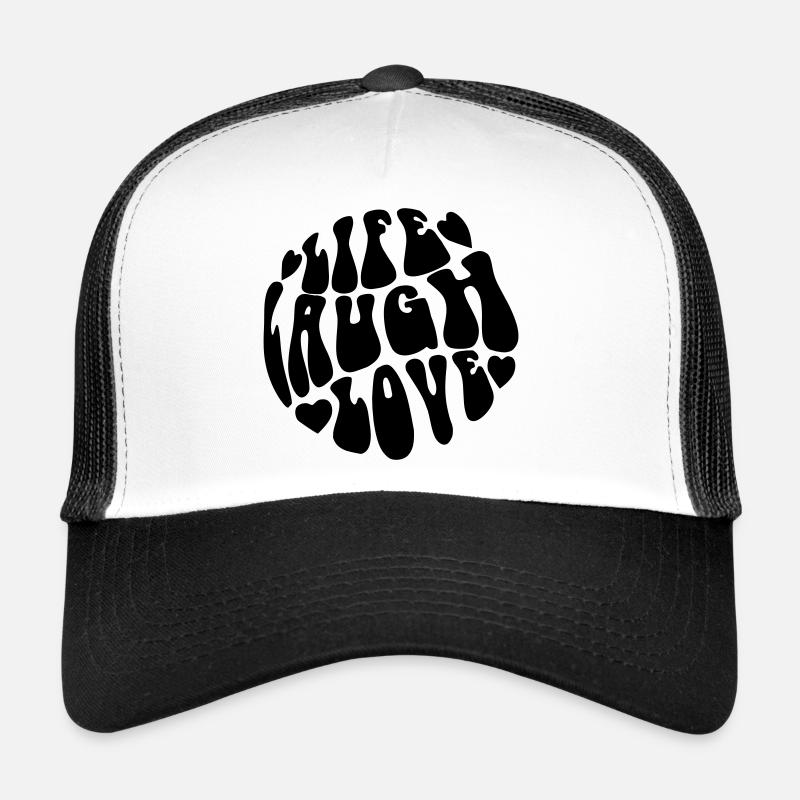 Graphique rétro psychédélique « Live Laugh Love » Casquette trucker 