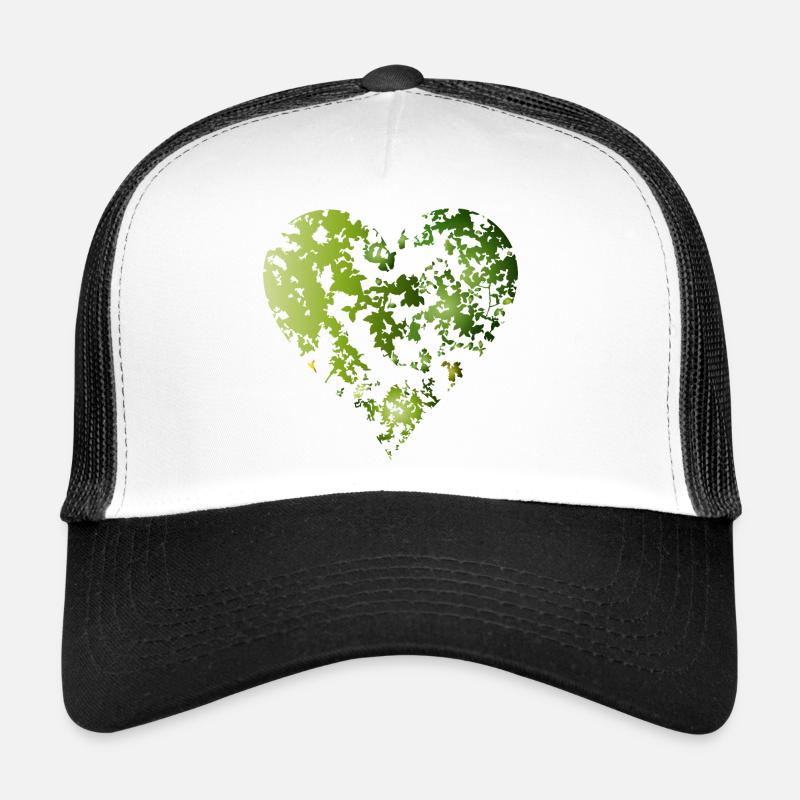 canopée verte d’une forêt en forme de cœur Casquette trucker 