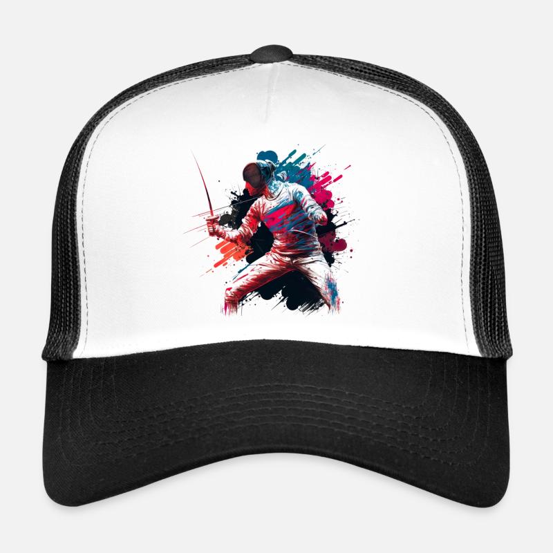 Farbexplosiver Fechter Graffiti - Trucker Cap - Weiß/Schwarz