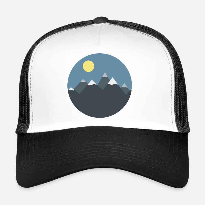 Landscape night sun moon mountains nature snow Trucker Cap