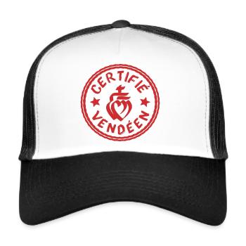 Logo certifié vendéen blanc rouge - Casquette trucker  - blanc/noir - Devant