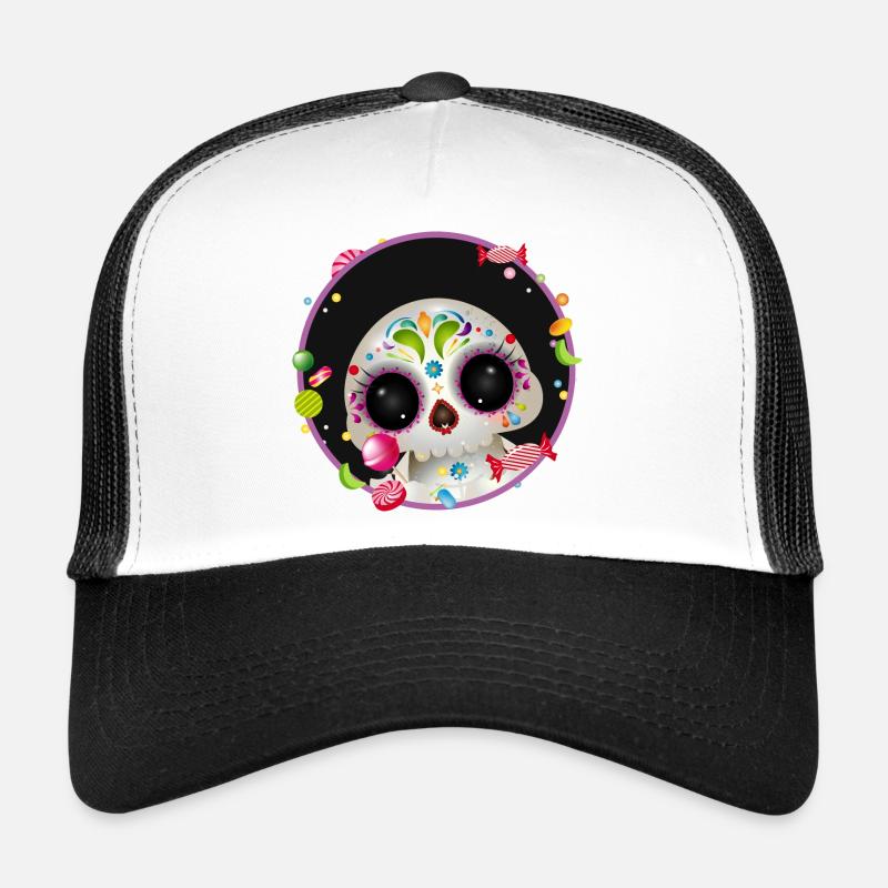 Cute Sugar Skull in candy frame Trucker Cap