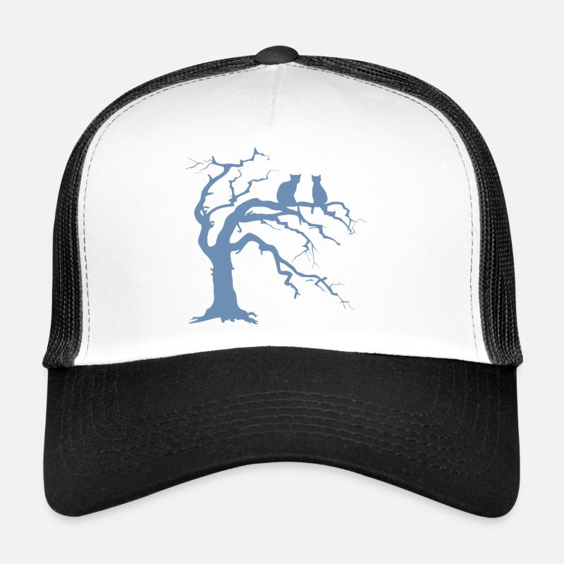 Arbre mort avec 2 silhouettes de chats Casquette trucker 
