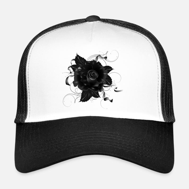 schwarze Gothic Rose mit dunklen Bändern Trucker Cap