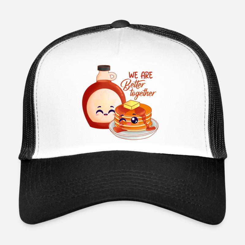 pancake, sirop d'érable, petit déjeuner - Casquette trucker  - blanc/noir