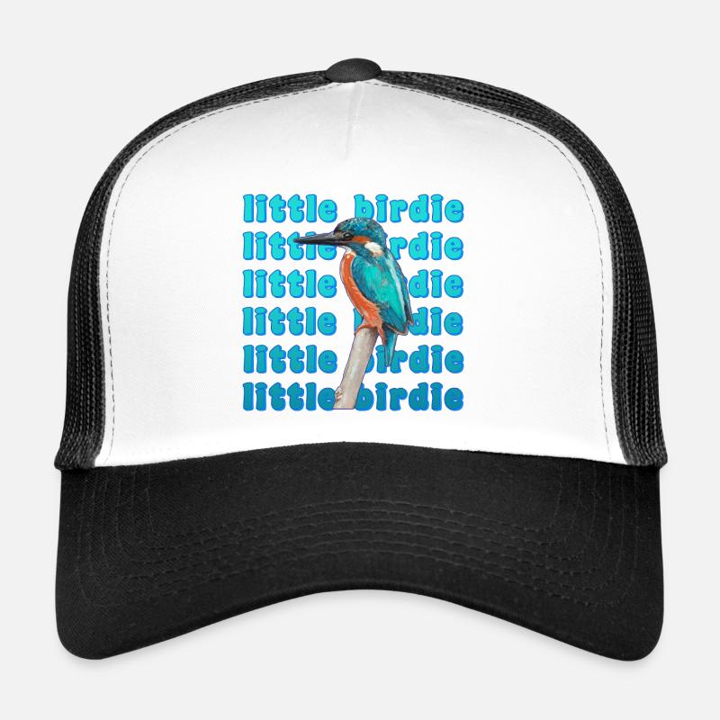 Eisvogel - schöner blauer Vogel – Aquarell Malerei - Trucker Cap - Weiß/Schwarz