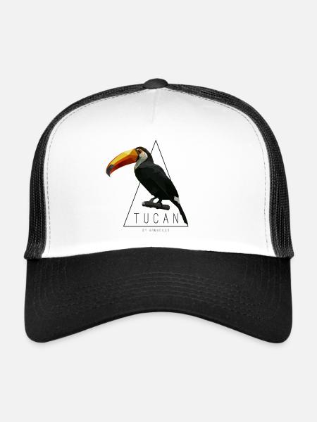 Tucan Low Poly par tatou TShirt - Casquette trucker  - blanc/noir - Devant