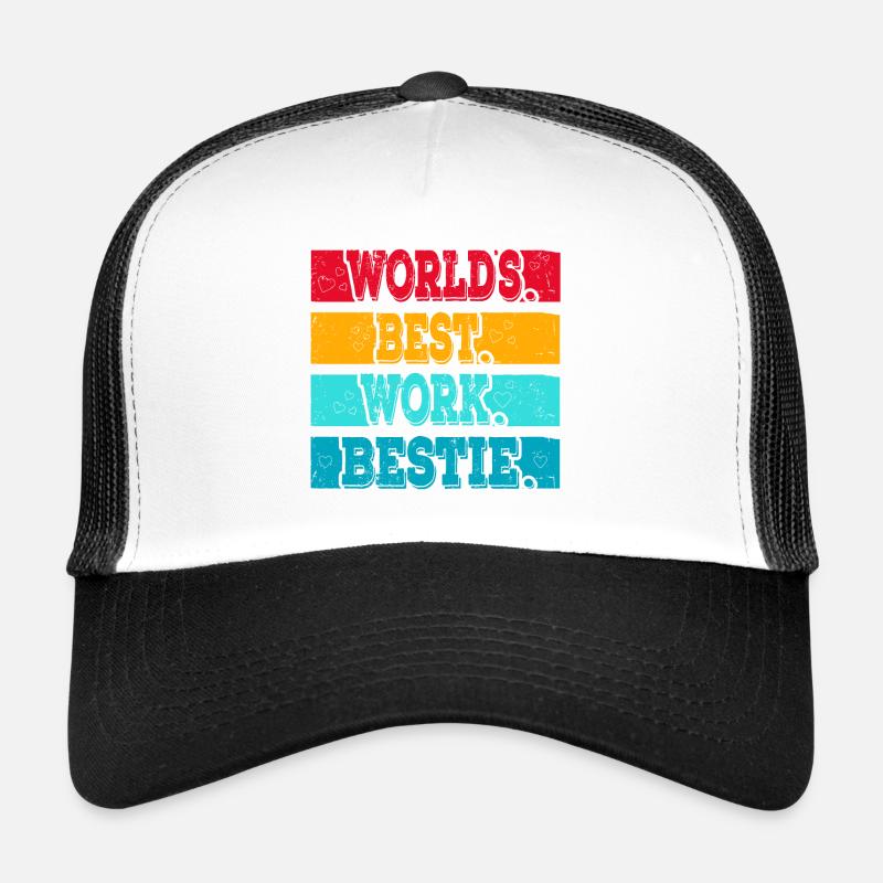 Worlds best Work Bestie Support Mitarbeiter - Trucker Cap - Weiß/Schwarz