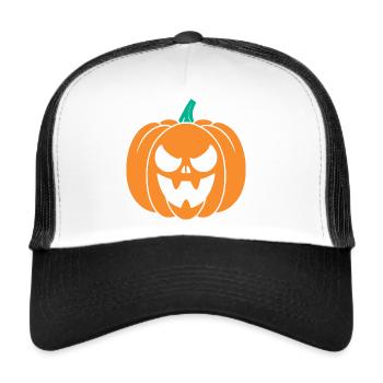 Halloween Kürbis - Trucker Cap - Weiß/Schwarz - Vorne