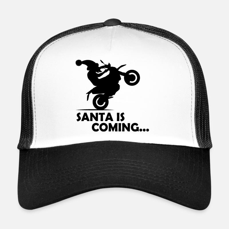 santa is coming Weihnachtsmann Motorrad Biker Bart Trucker Cap