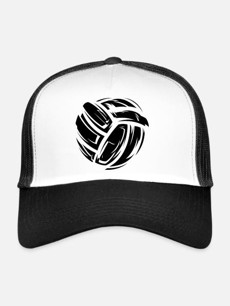 Leather Ball Material Illustration Volleyball Symbol - Trucker Cap - white/black - Front