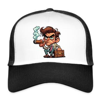 Traveling Salesman with cigar - Trucker Cap - white/black - Front