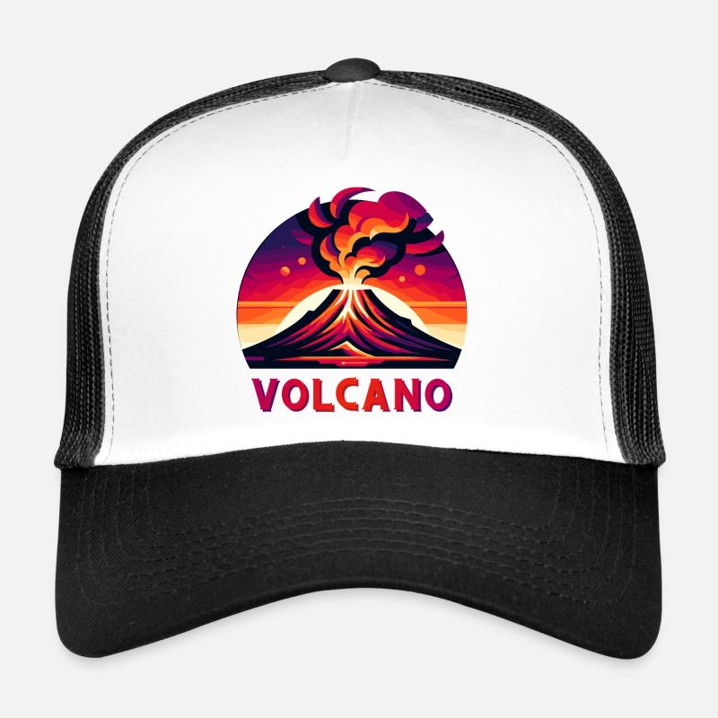 Illustration du volcan d’éruption vive Casquette trucker 