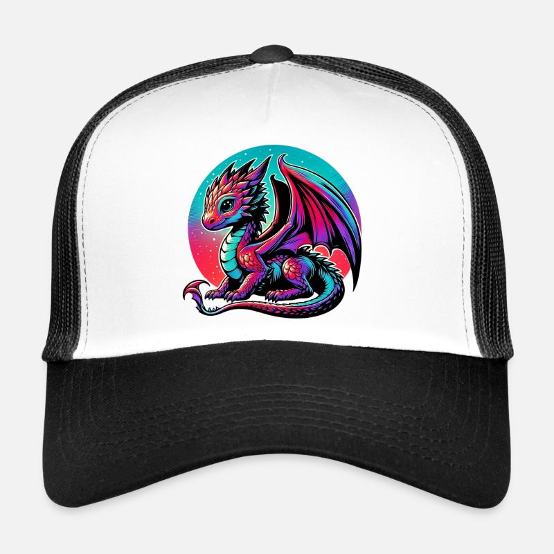 Drache - Trucker Cap - Weiß/Schwarz
