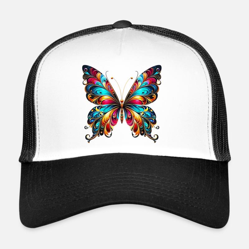 Schmetterling - Trucker Cap - Weiß/Schwarz