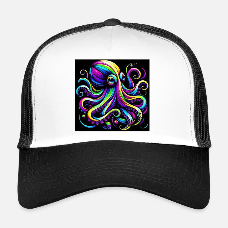Pieuvre - Casquette trucker - blanc/noir