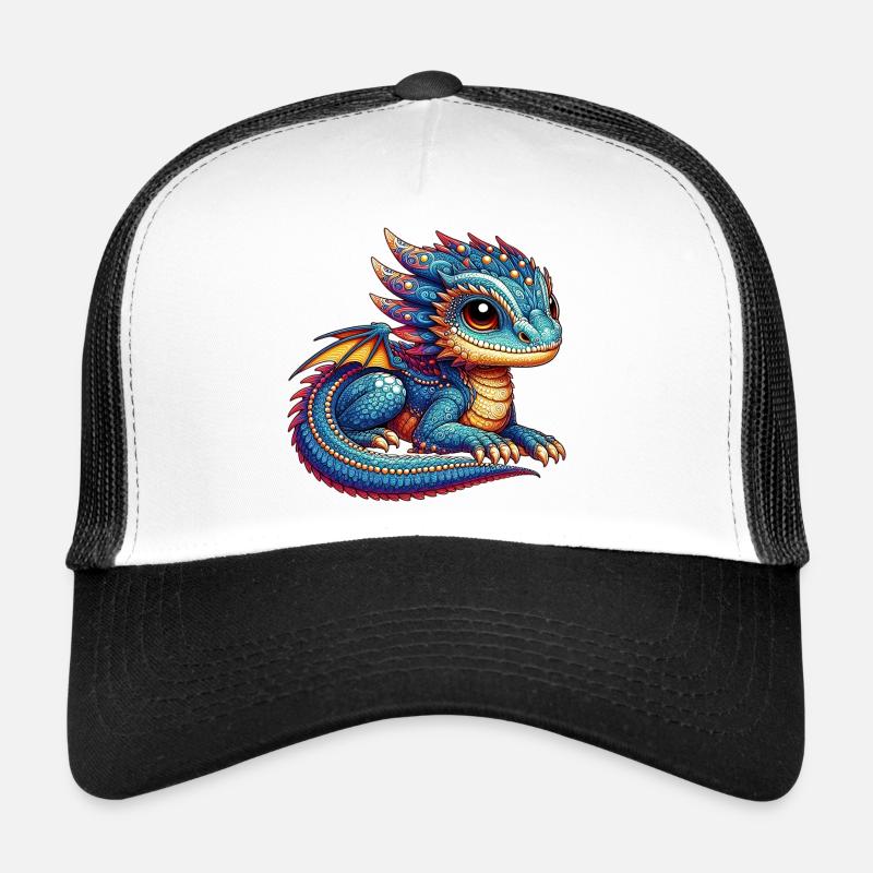 Drache - Trucker Cap - Weiß/Schwarz