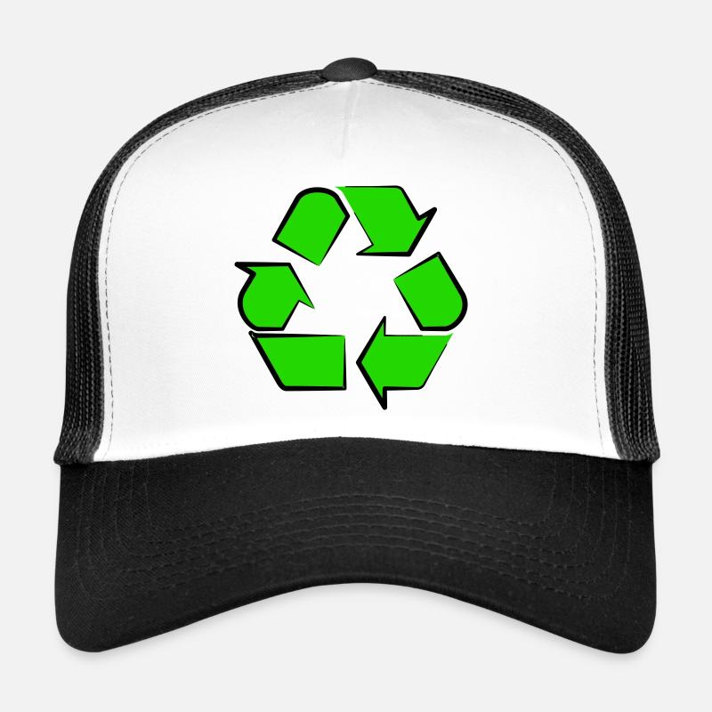Neon Recycling Symbol - Trucker Cap - Weiß/Schwarz