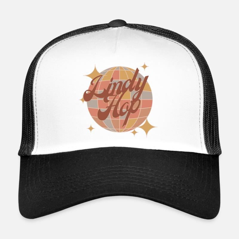 Lindy hop Tanz Retro Design in braun rot mit Disko - Trucker Cap - Weiß/Schwarz