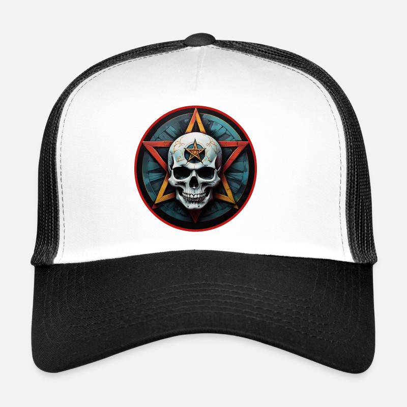 Bunter Skull mit Pentagramm Trucker Cap