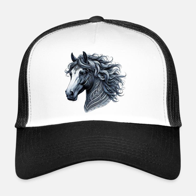 Pferd - Trucker Cap - Weiß/Schwarz