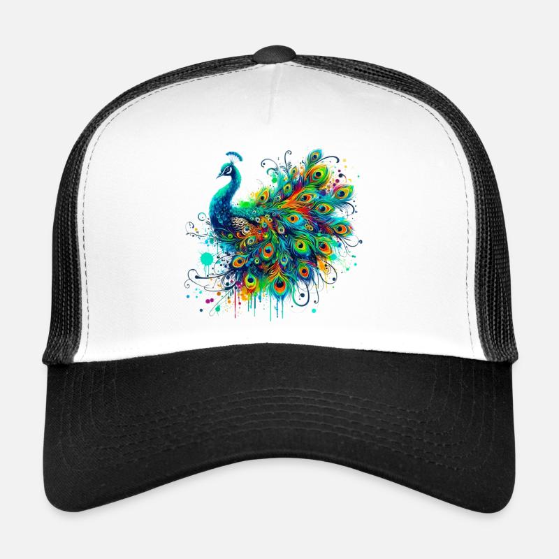 Pfau - Trucker Cap - Weiß/Schwarz