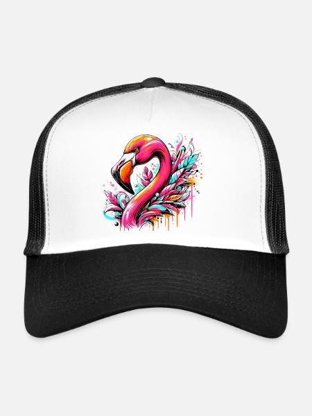Flamant - Casquette trucker  - blanc/noir - Devant