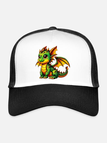 Drache - Trucker Cap - Weiß/Schwarz