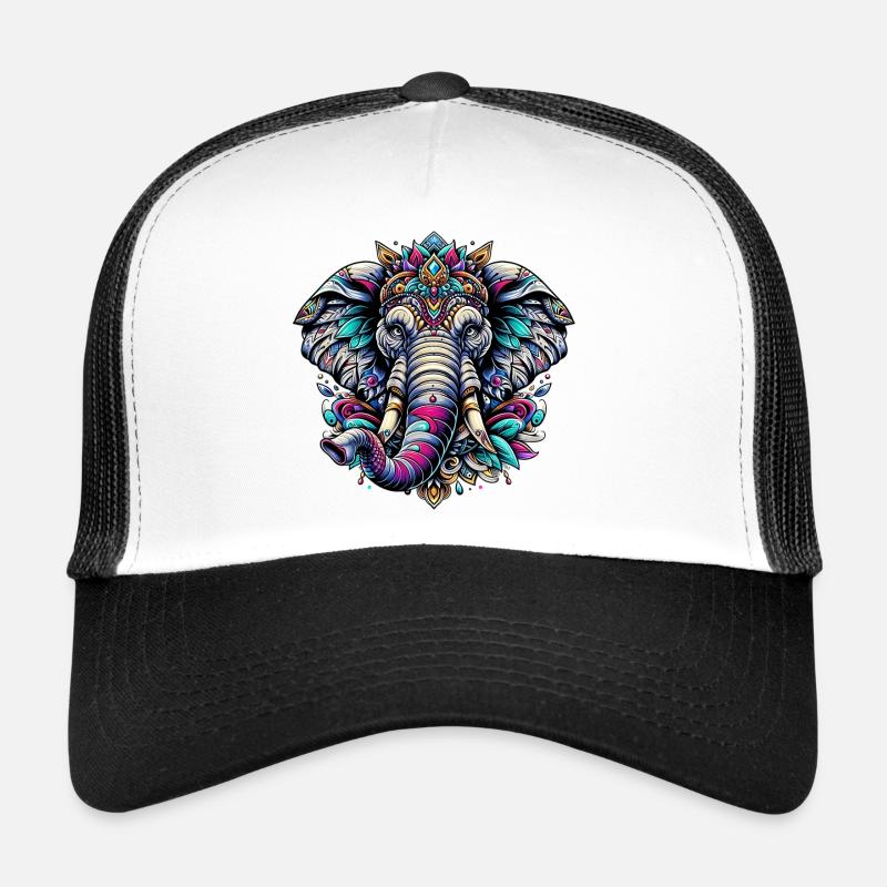 Éléphant - Casquette trucker  - blanc/noir