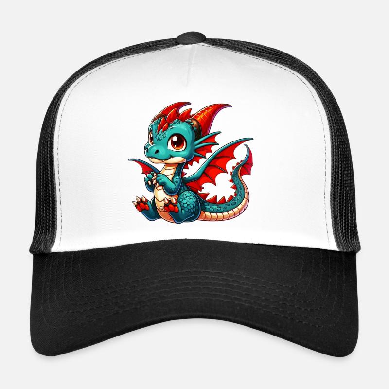 Drache - Trucker Cap - Weiß/Schwarz