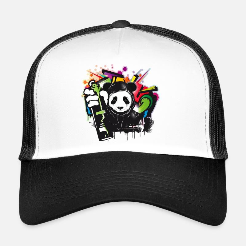 Drôle d’ours panda avec graffiti et bombe aérosol Casquette trucker 