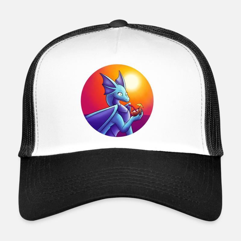 Dragon bleu d’été - Casquette trucker  - blanc/noir