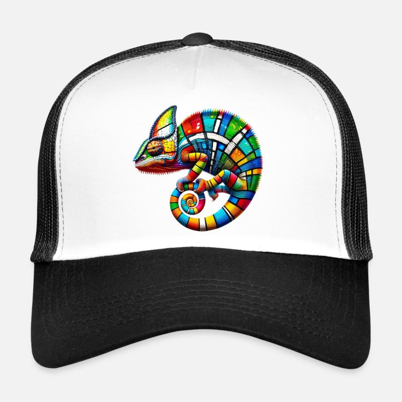 Chamäleon Mondrian - Trucker Cap - Weiß/Schwarz