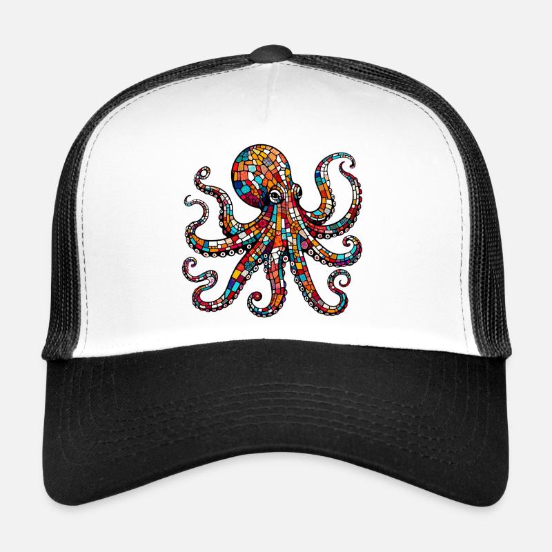 Pieuvre - Casquette trucker  - blanc/noir