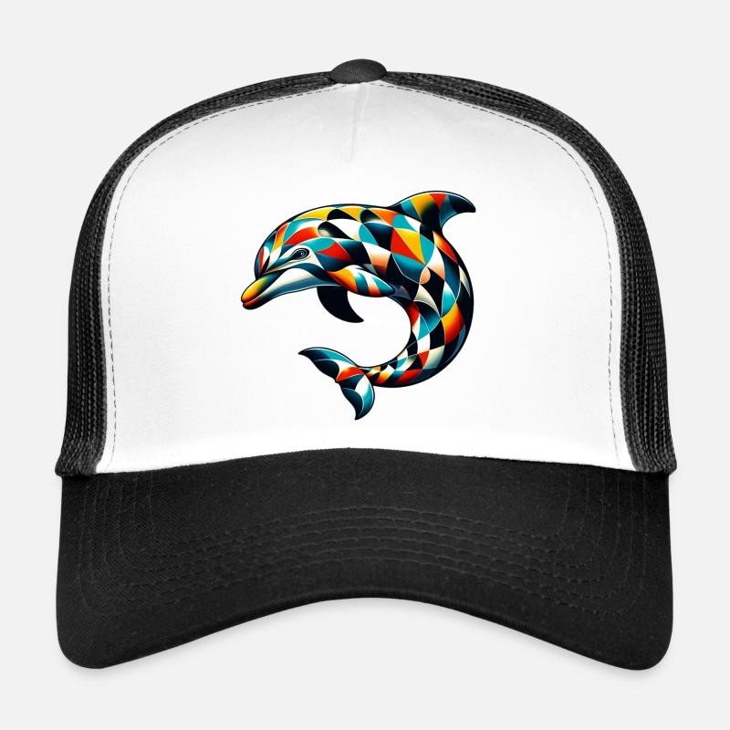 Harlekin-Delfin - Trucker Cap - Weiß/Schwarz