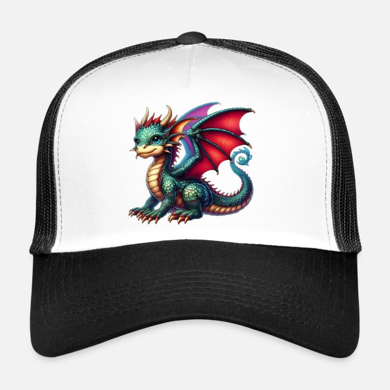 Drache - Trucker Cap - Weiß/Schwarz