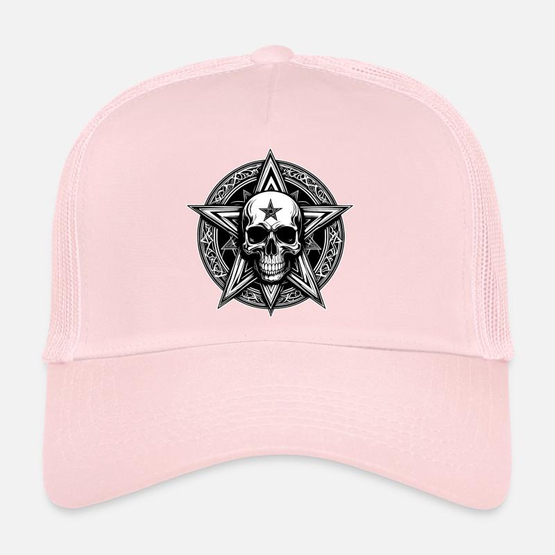 Crâne avec pentagramme comme dessin au trait Casquette trucker 
