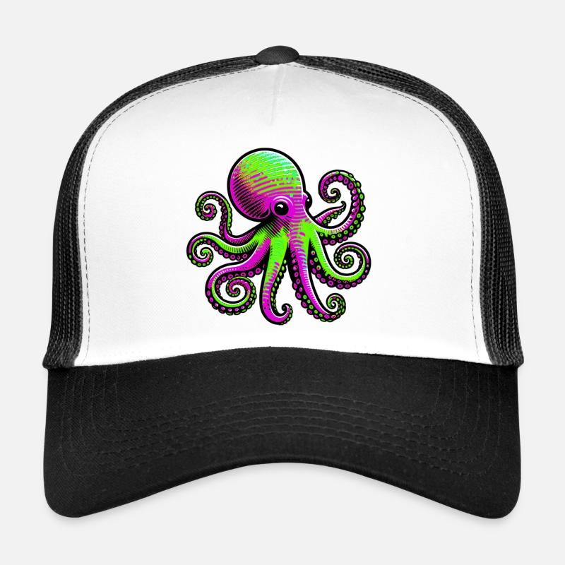 Krake - Trucker Cap - Weiß/Schwarz